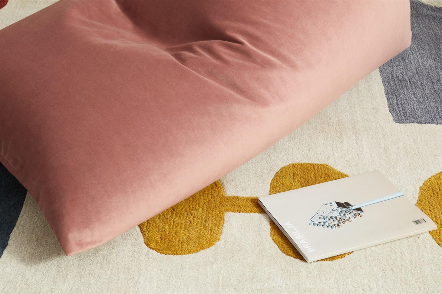 Andra Bean Bag, Blush Pink Velvet