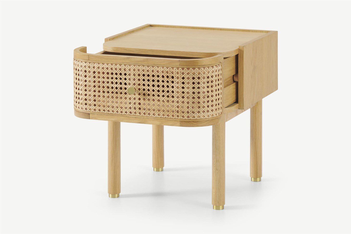 Ankhara Bedside Table, Rattan  Oak