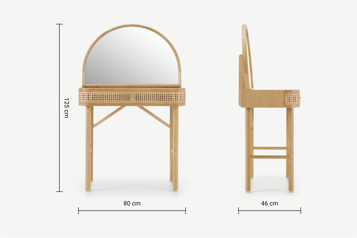 Ankhara Dressing Table, Rattan  Oak