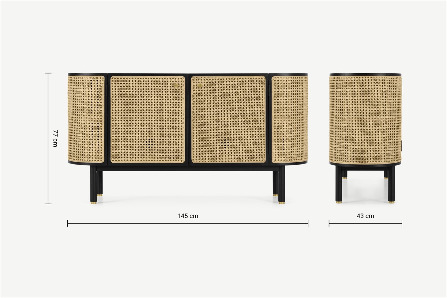 Ankhara Sideboard, Black Stain Oak  Rattan