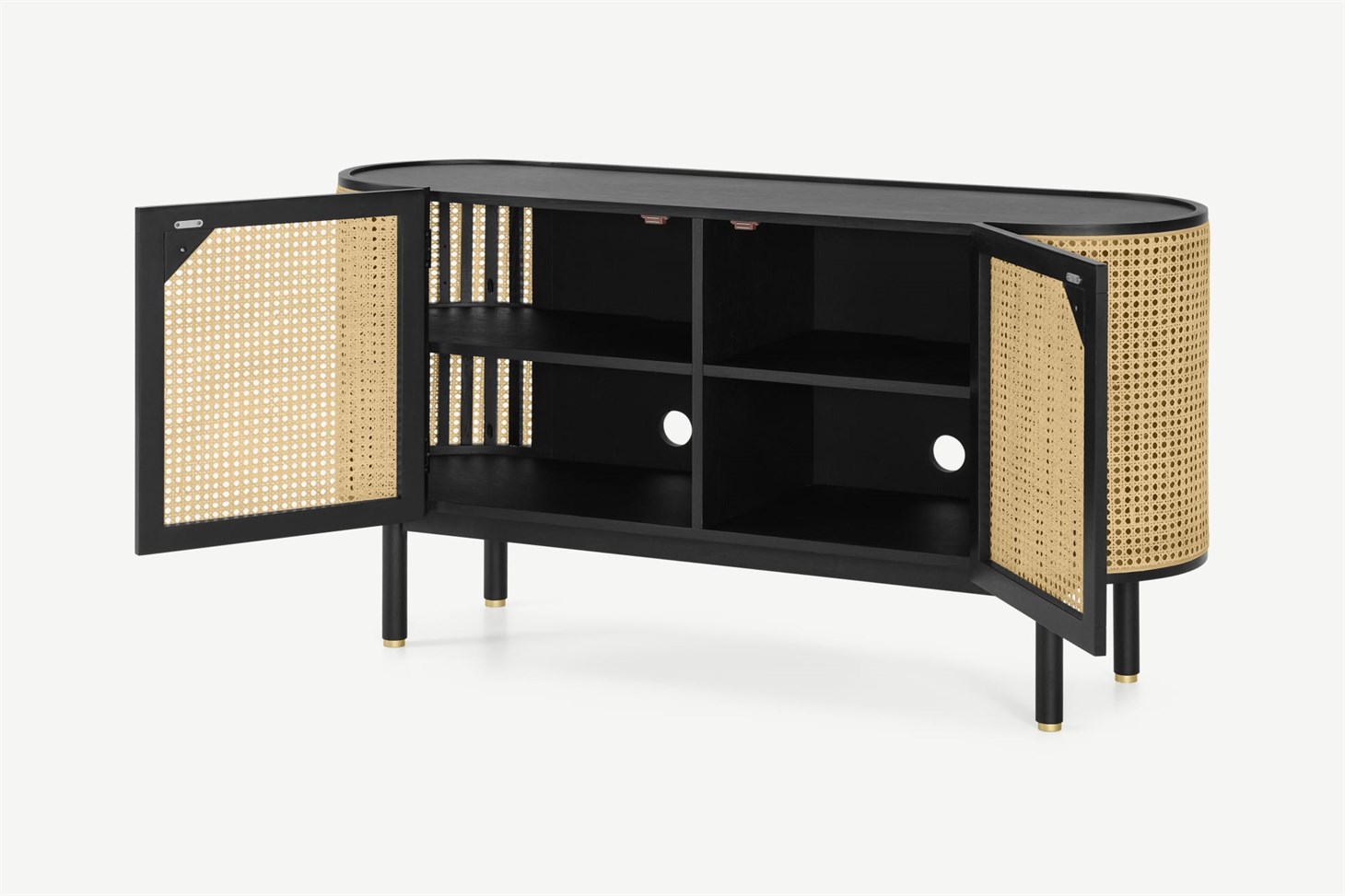 Ankhara Sideboard, Black Stain Oak  Rattan