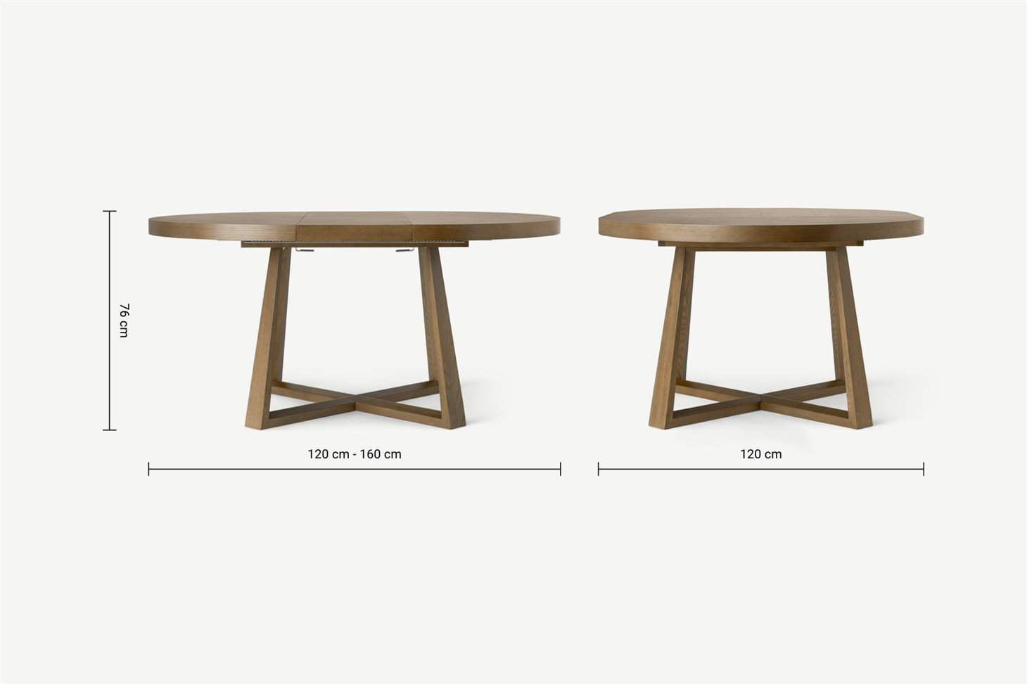 Belgrave 4- 6 Seat Round Extending Dining Table, Dark Stained Oak