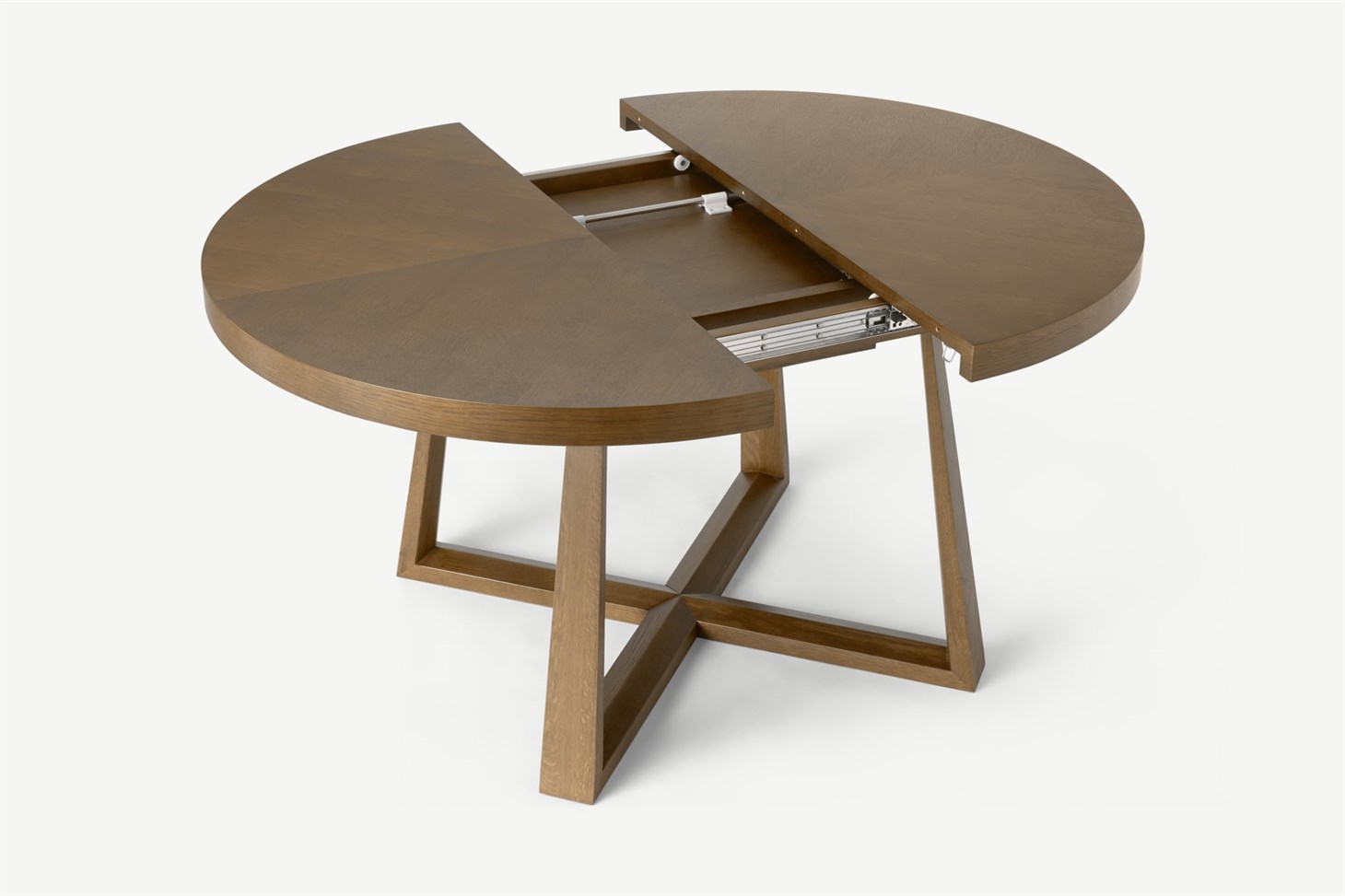 Belgrave 4- 6 Seat Round Extending Dining Table, Dark Stained Oak