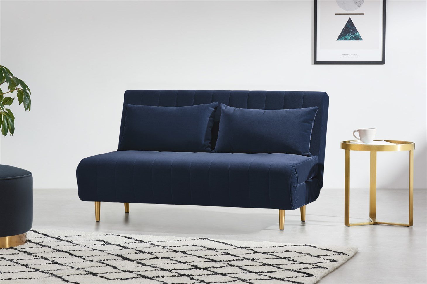 Bessie Large Double Sofa Bed, Royal Blue Velvet