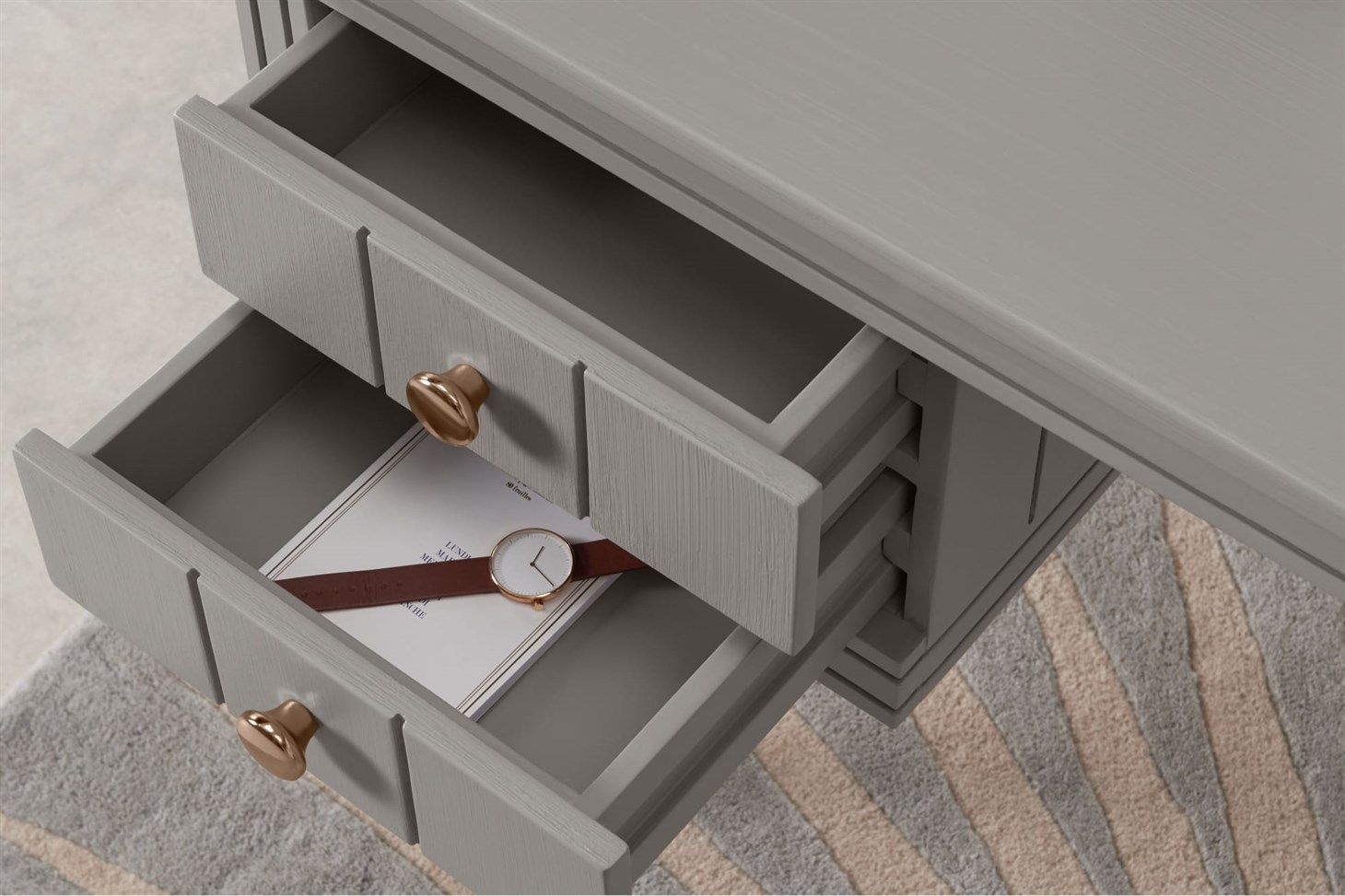 Bourbon Vintage Compact Desk, Grey