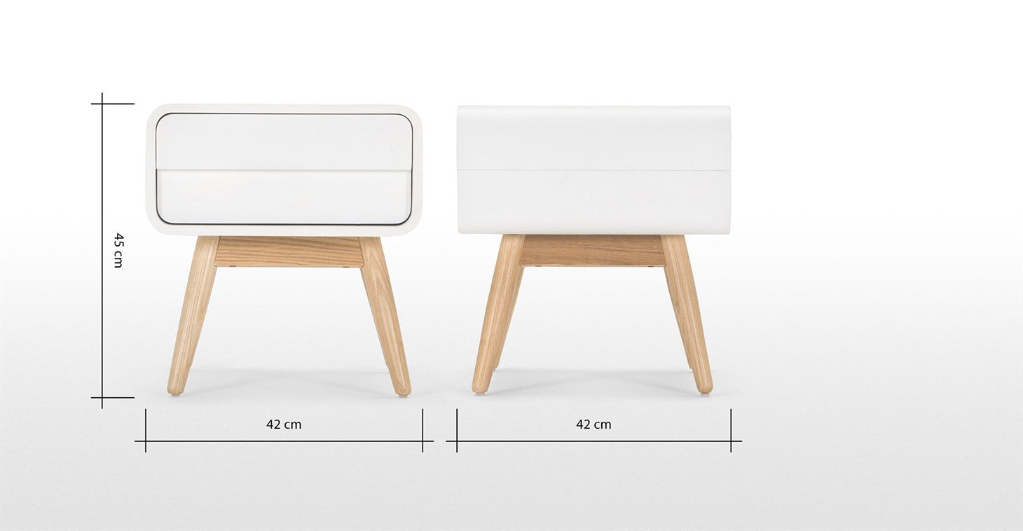 Esme Bedside Table, White And Ash Rmn 2857