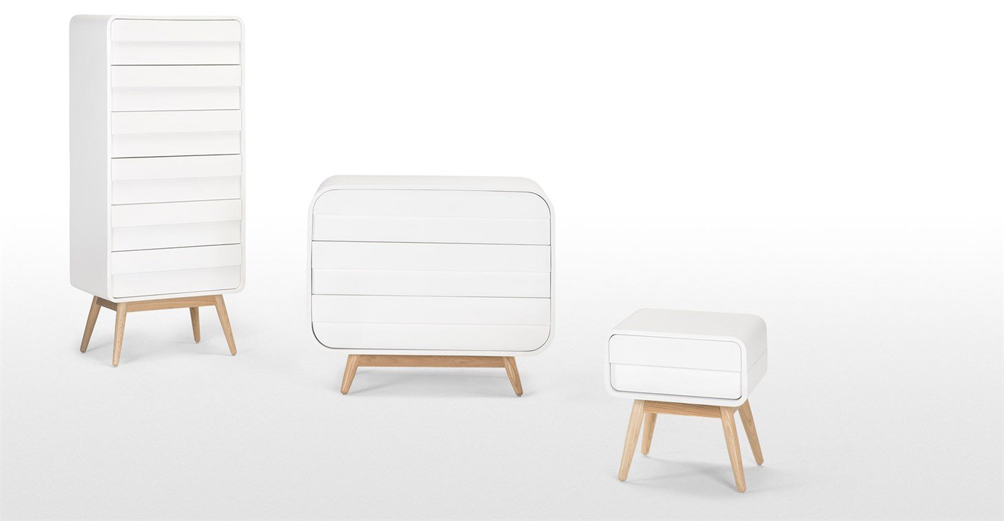 Esme Bedside Table, White And Ash Rmn 2857