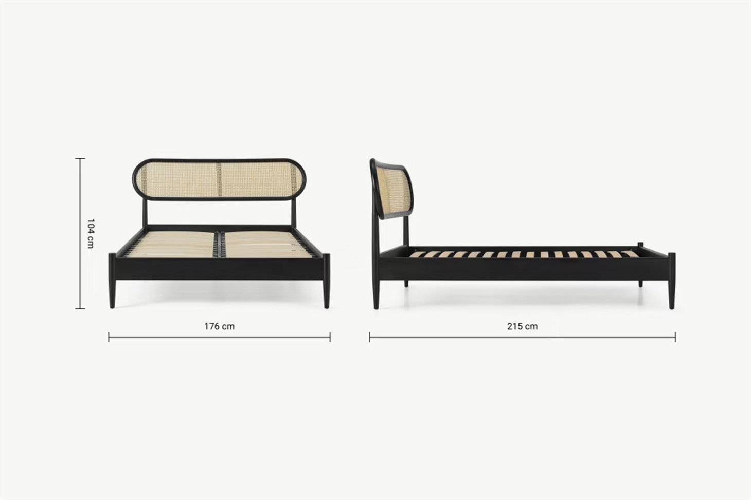 Hazeran Başlık Karyola Rmn 9127, Meşe Ağacı & Siyah