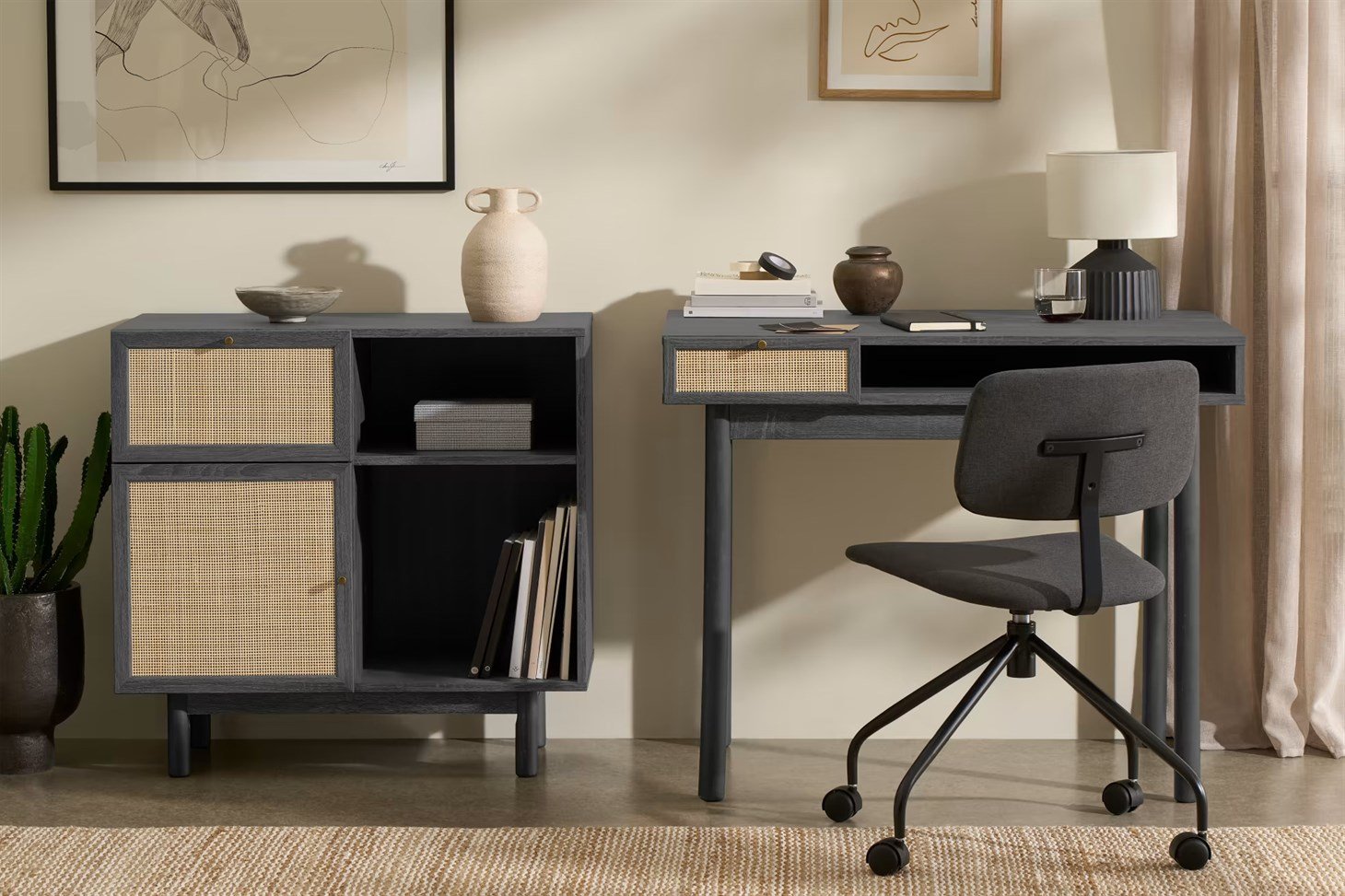 Hazeran Çalışma Masası Rmn 9137, Meşe Ağacı & Siyah