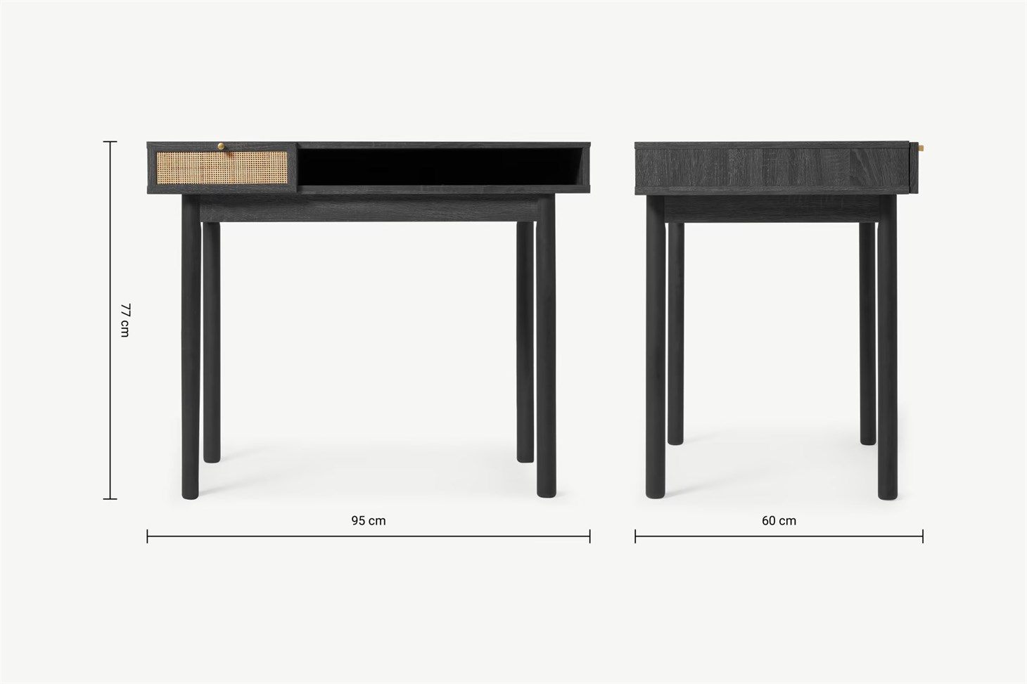 Hazeran Çalışma Masası Rmn 9137, Meşe Ağacı & Siyah