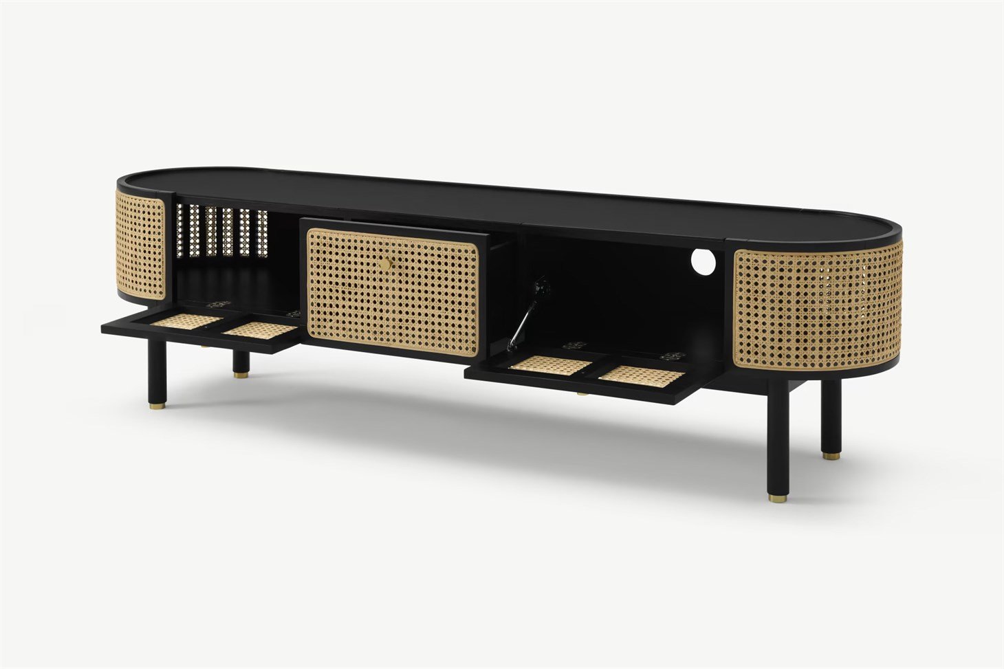 Hazeran Geniş TV Ünitesi Rmn 9108, Meşe Ağacı & Siyah