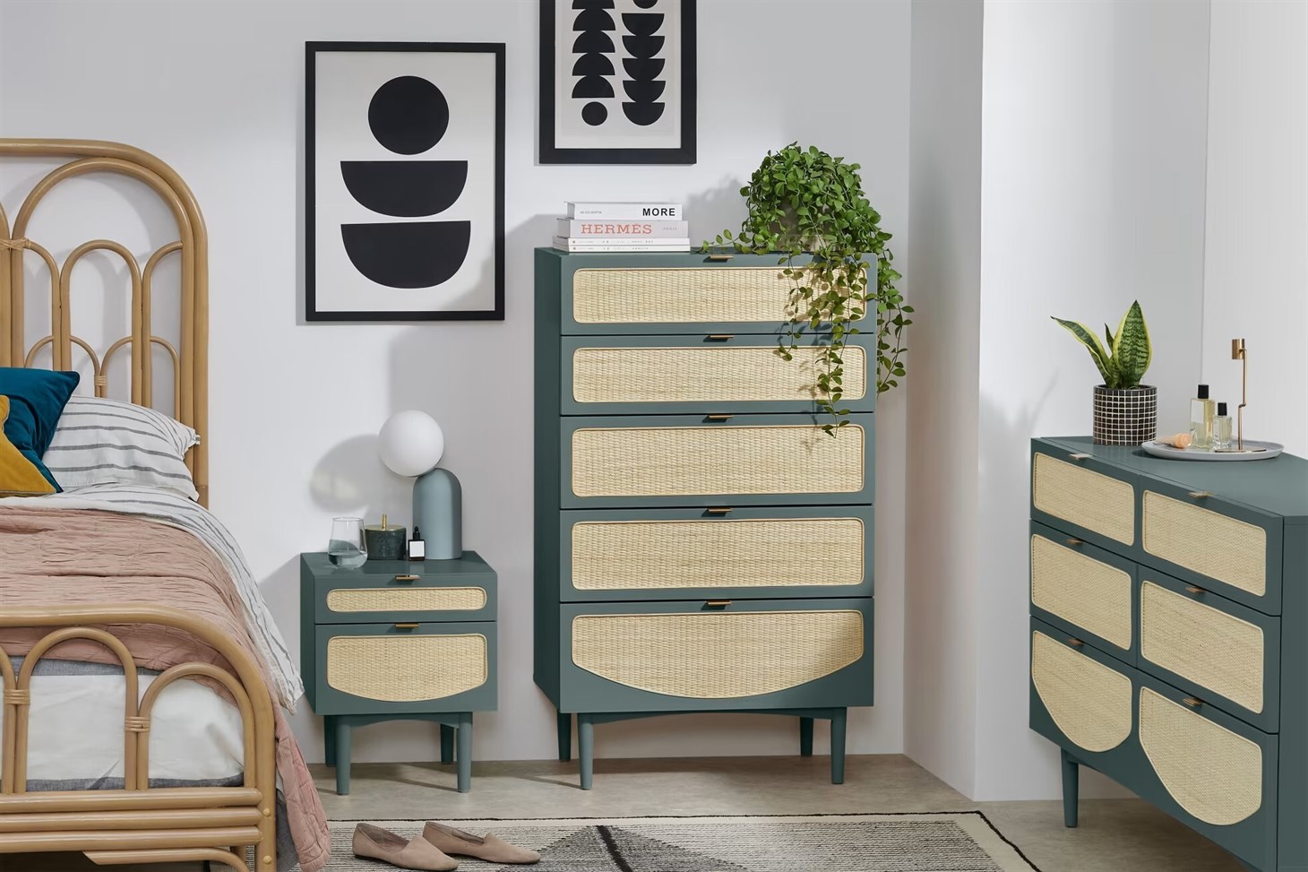 Hazeran Uzun Şifonyer Rmn 9149, Meşe Ağacı & Okyanus Mavisi