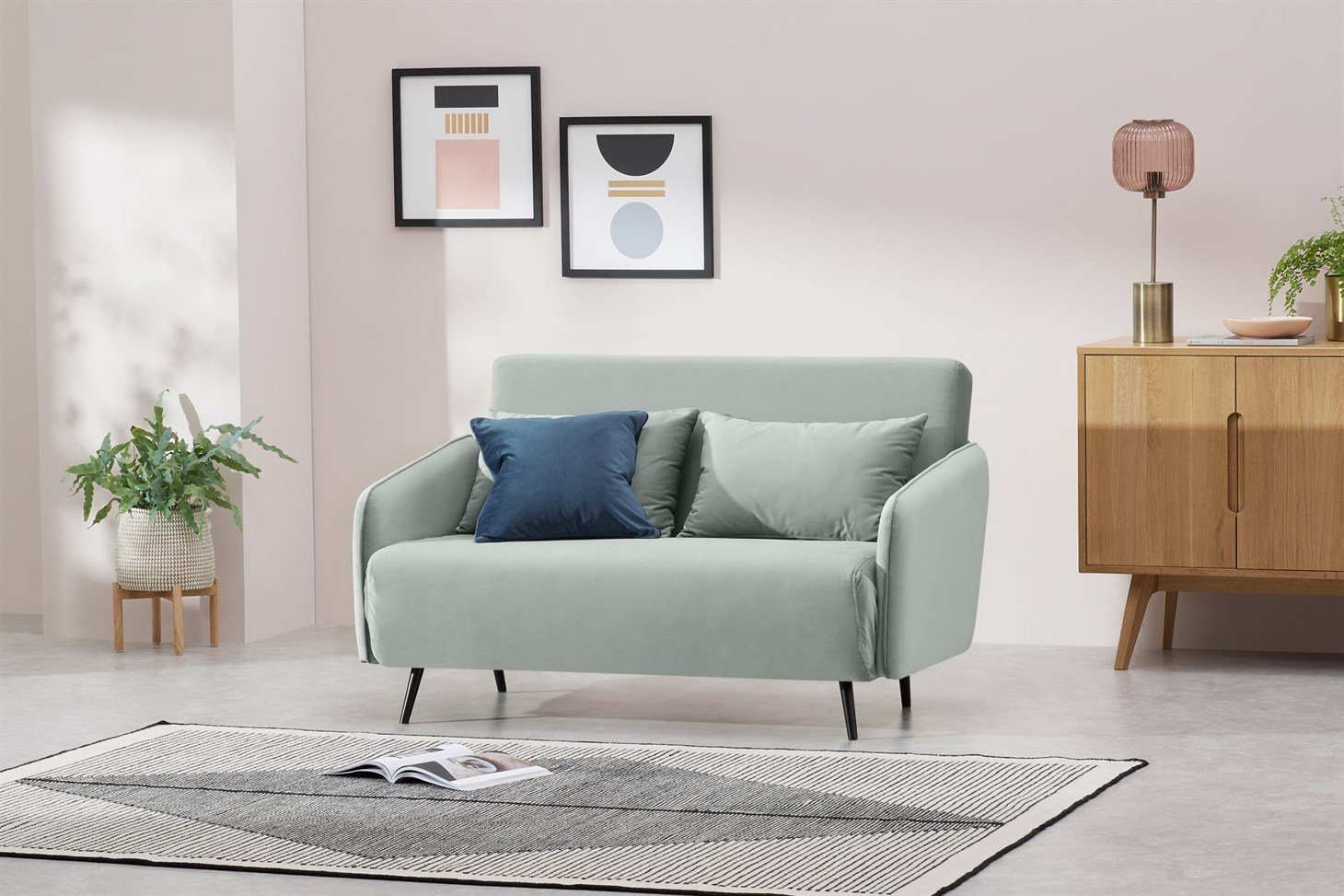 Hettie Small Sofa Bed, Ice Blue Velvet