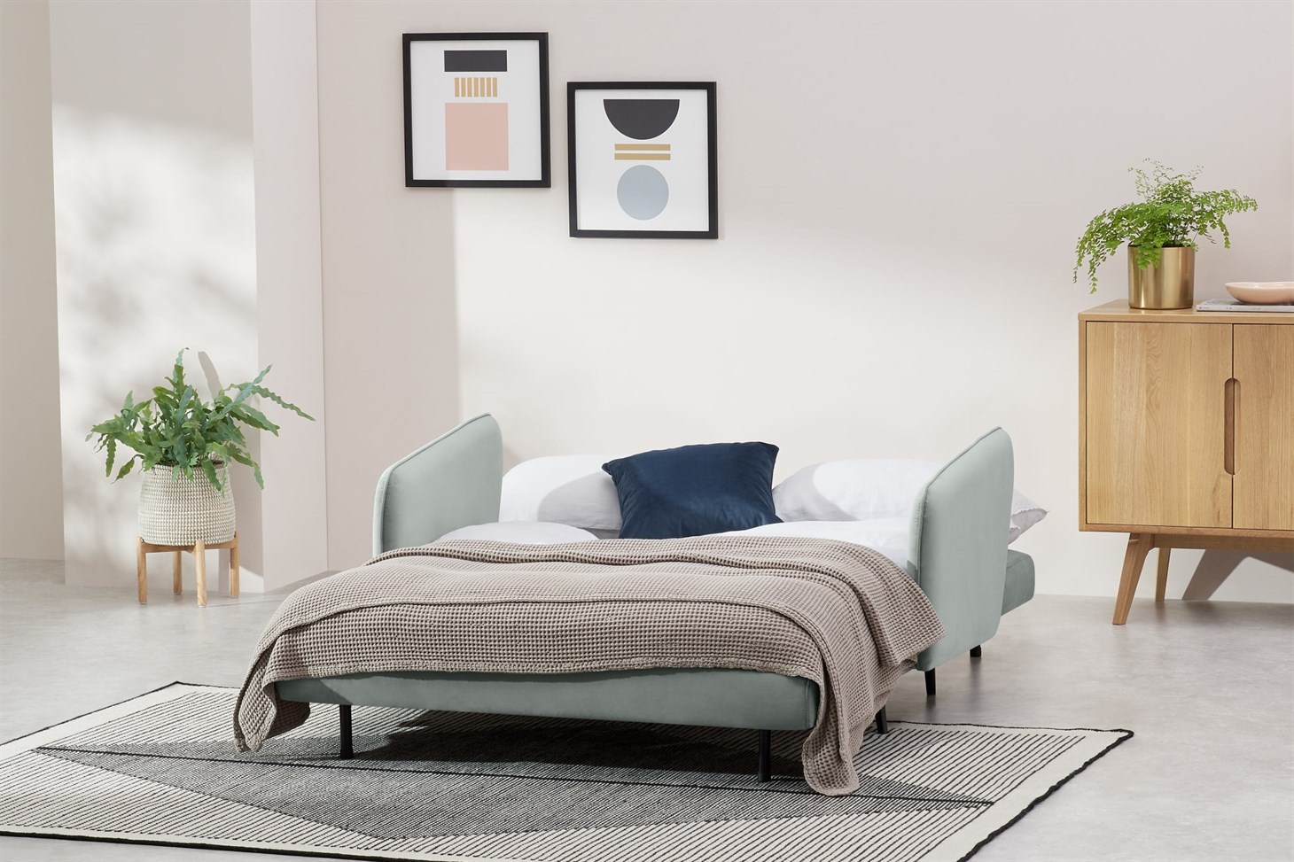 Hettie Small Sofa Bed, Ice Blue Velvet