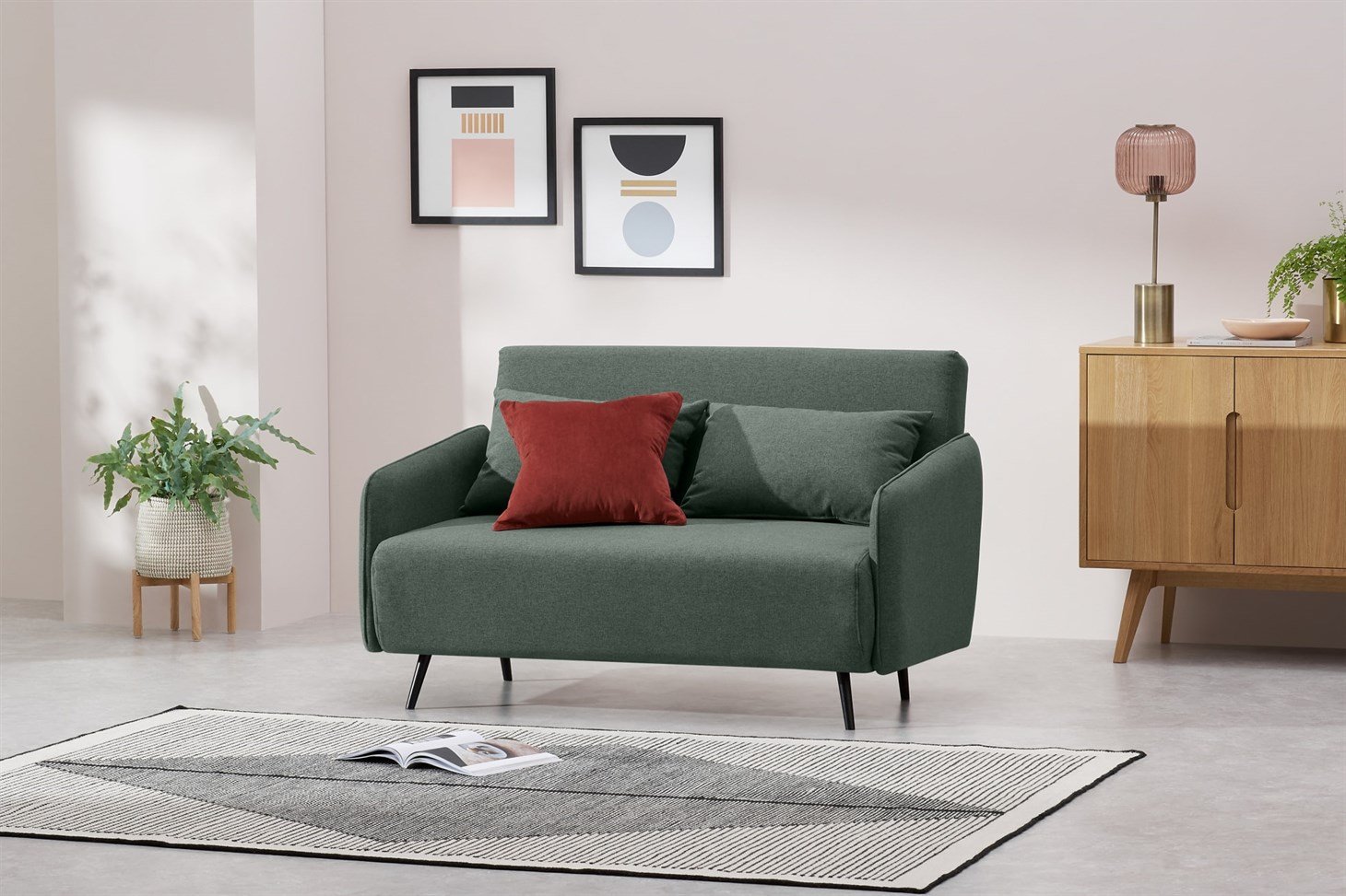 Hettie Small Sofa Bed, Woodland Green