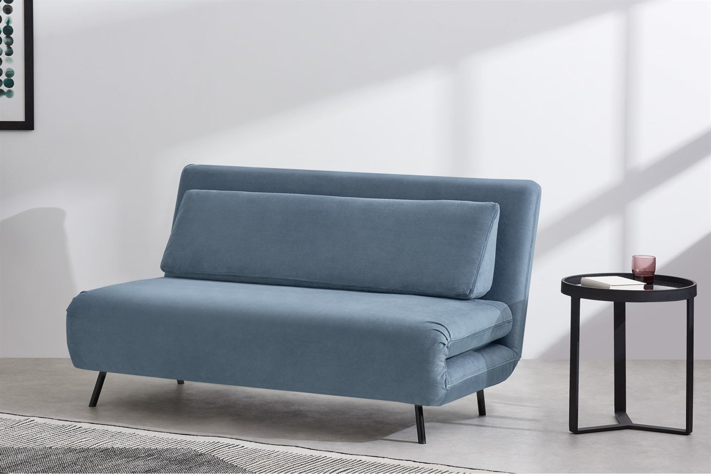 Kahlo Large Sofa Bed, Arctic Blue Velvet