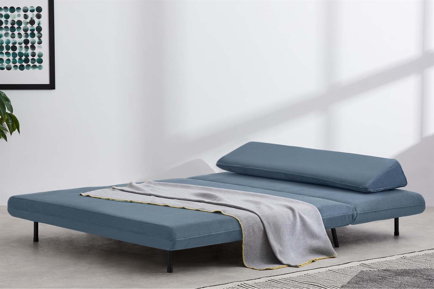 Kahlo Large Sofa Bed, Arctic Blue Velvet