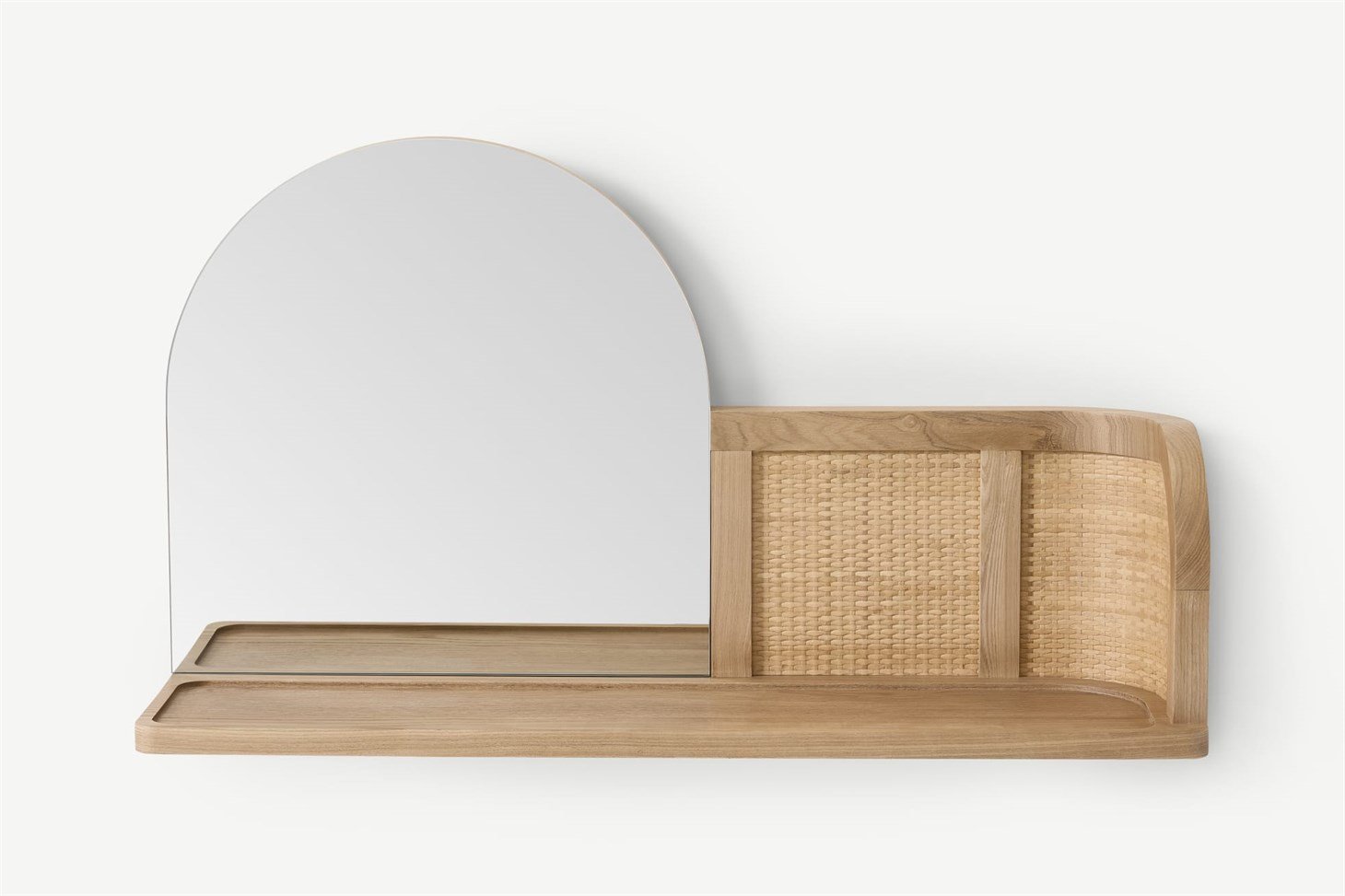 Liana Arch Mirror with Shelf, Ash  Rattan