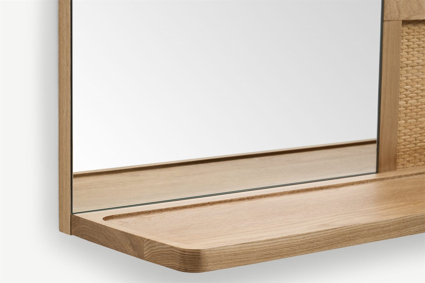 Liana Arch Mirror with Shelf, Ash  Rattan