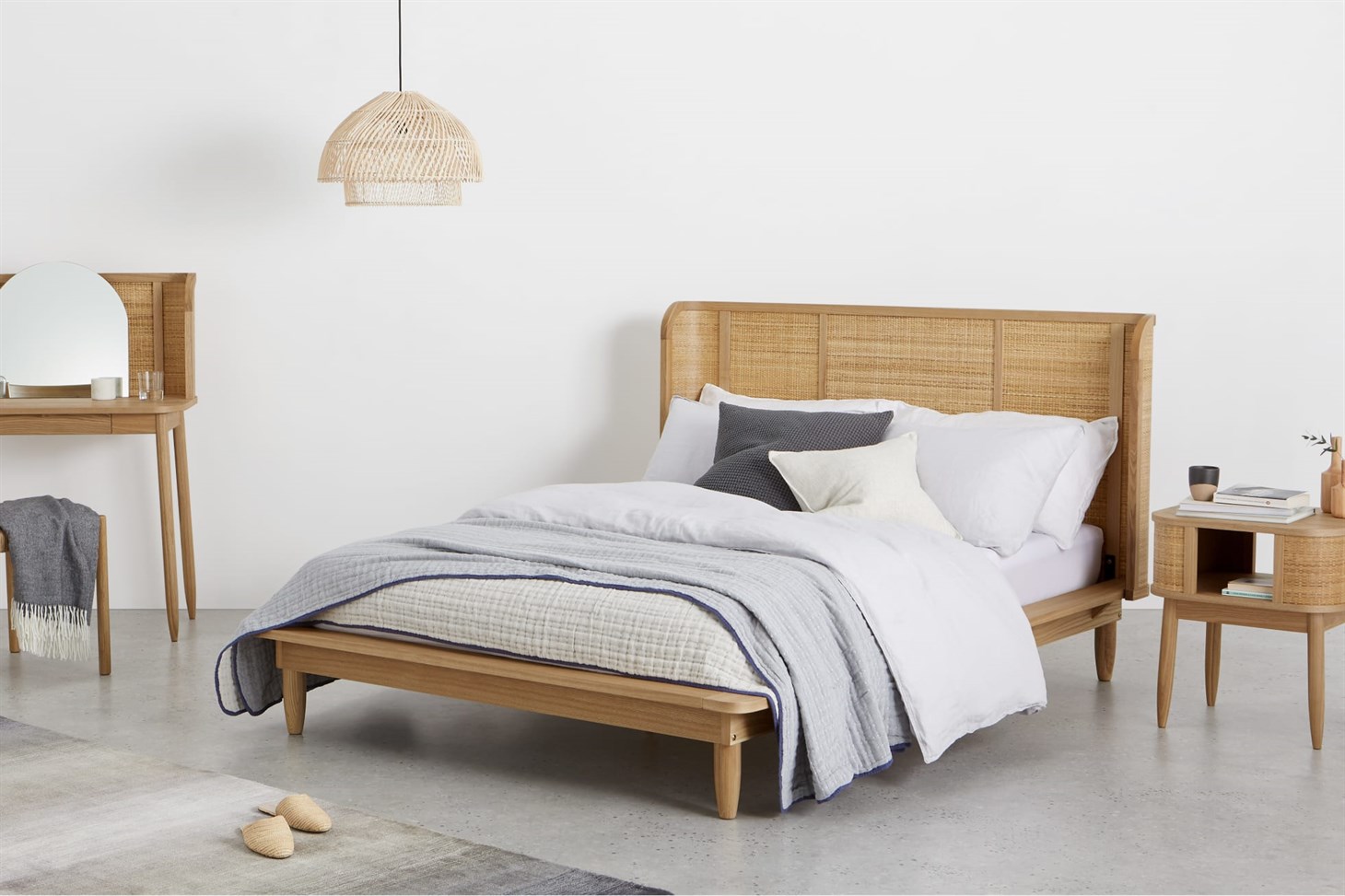 Liana King Size Bed,  Ash  Rattan