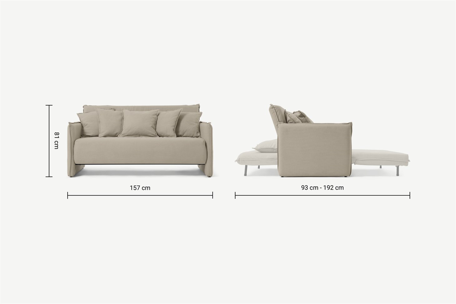 Medina Large Double Sofa Bed, Almond