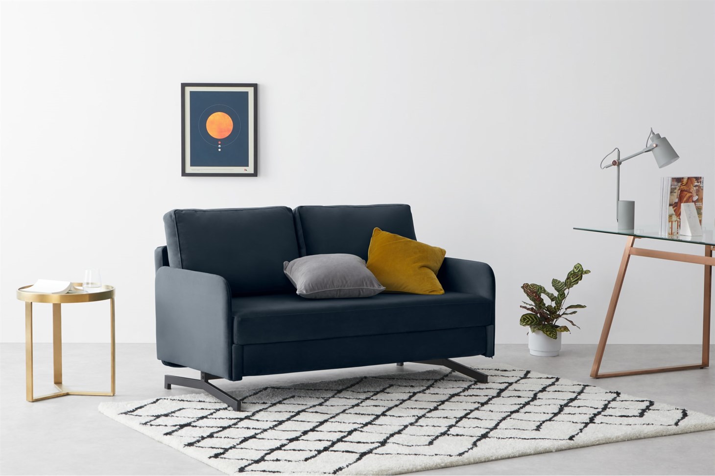 Motti Sofa Bed, Sapphire Blue Velvet