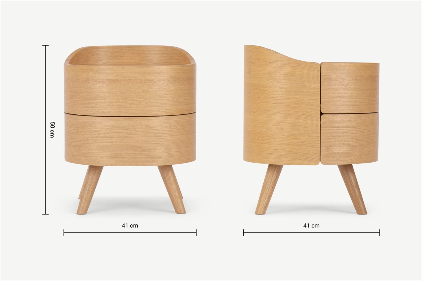 Odie 2 Drawer Bedside Table, Oak