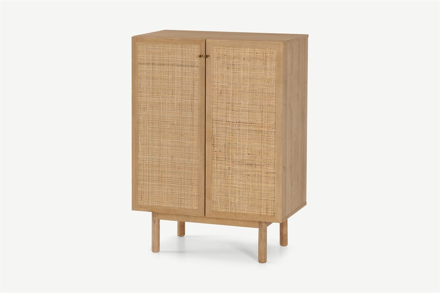 Pavia Compact Highboard, Natural Rattan  Oak Effect
