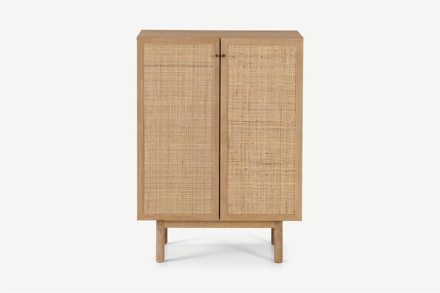 Pavia Compact Highboard, Natural Rattan  Oak Effect