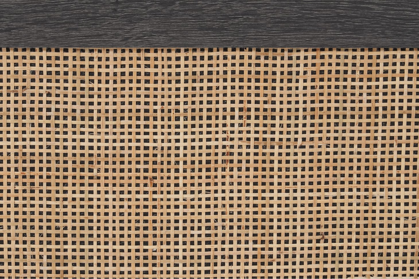 Pavia Compact Media Unit, Natural Rattan  Black Wood Effect