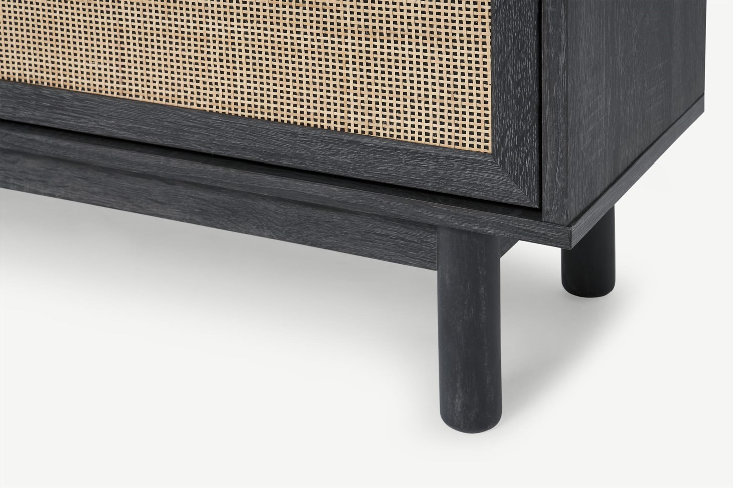 Pavia Double Shoe Storage, Natural Rattan  Black Wood Effect