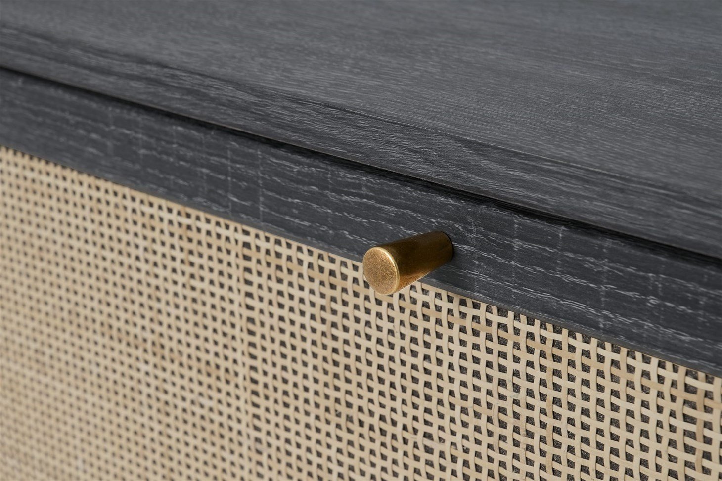 Pavia Double Shoe Storage, Natural Rattan  Black Wood Effect