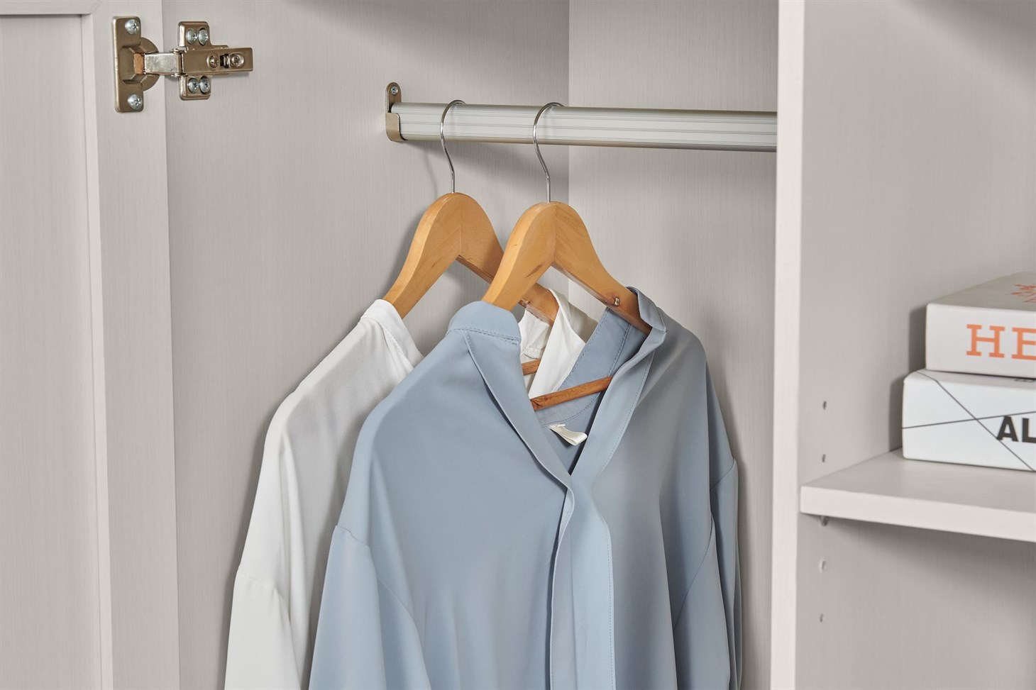 Pavia Double Wardrobe, Natural Rattan  White-Washed Oak Effect