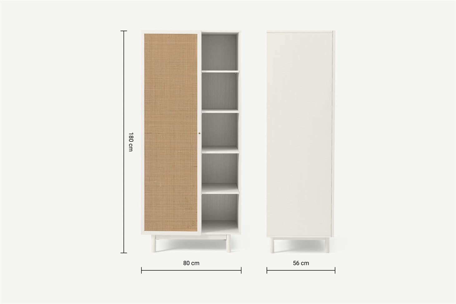 Pavia Double Wardrobe, Natural Rattan  White-Washed Oak Effect