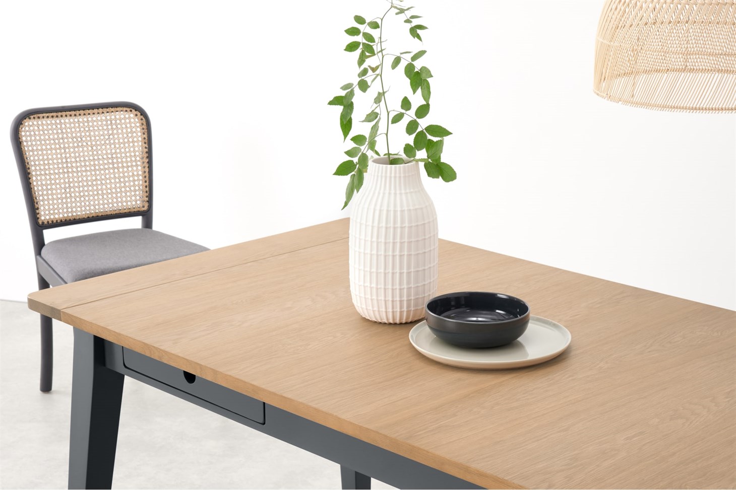 Ralph 6 - 8 seat Extending Dining table, Oak and Charcoal