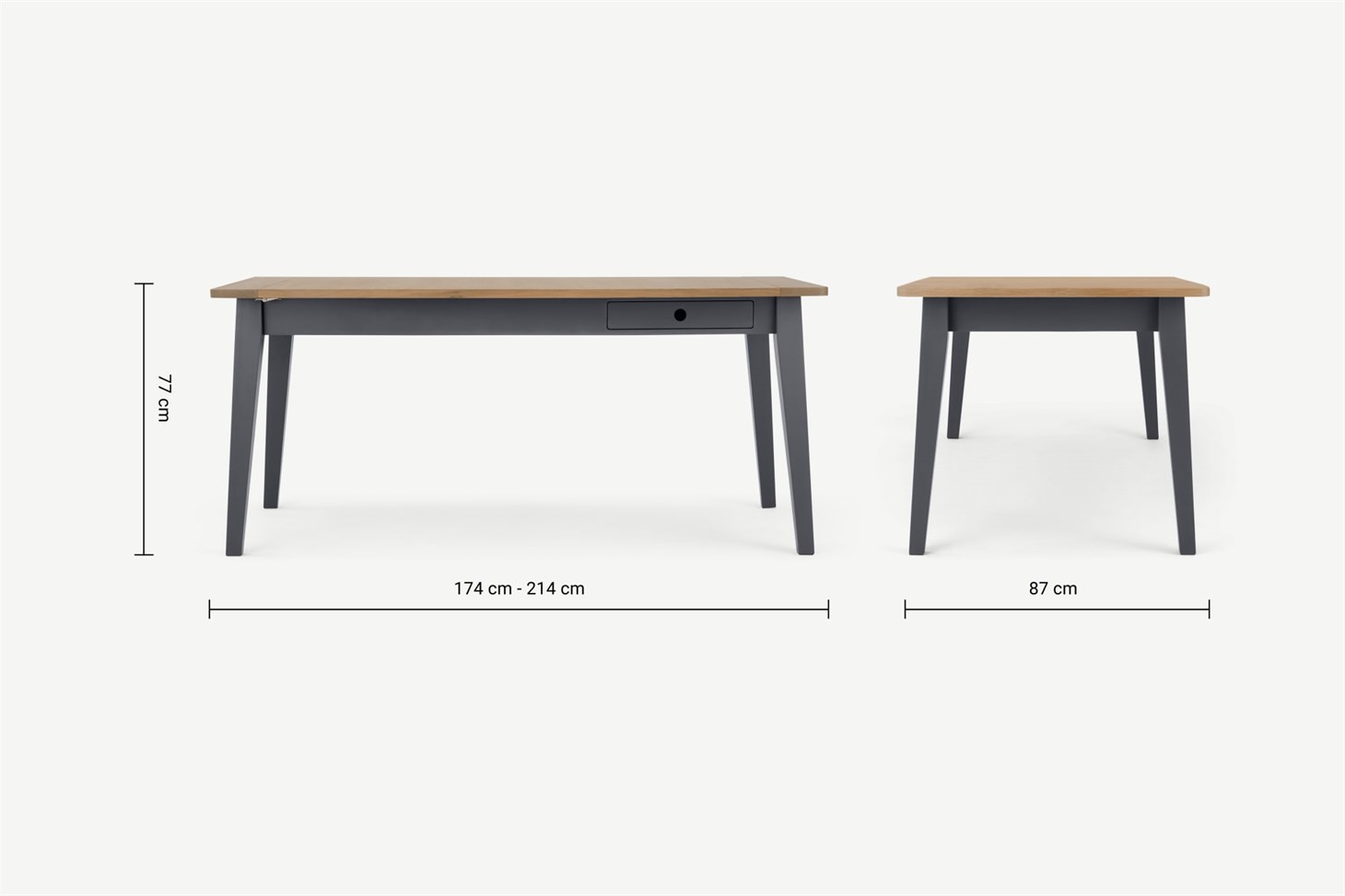 Ralph 6 - 8 seat Extending Dining table, Oak and Charcoal