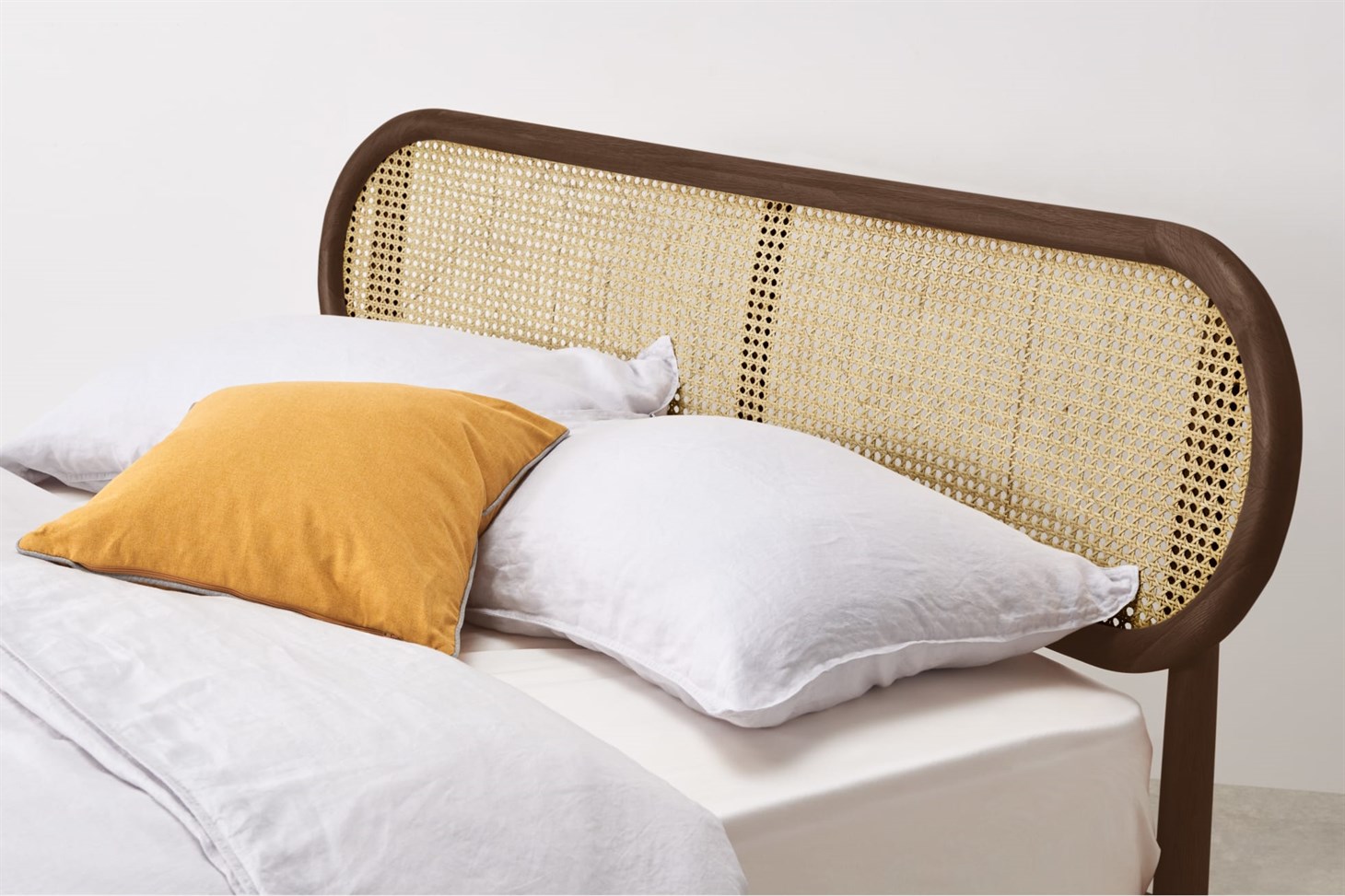 Reema King Size Bed, Dark Stain  Cane