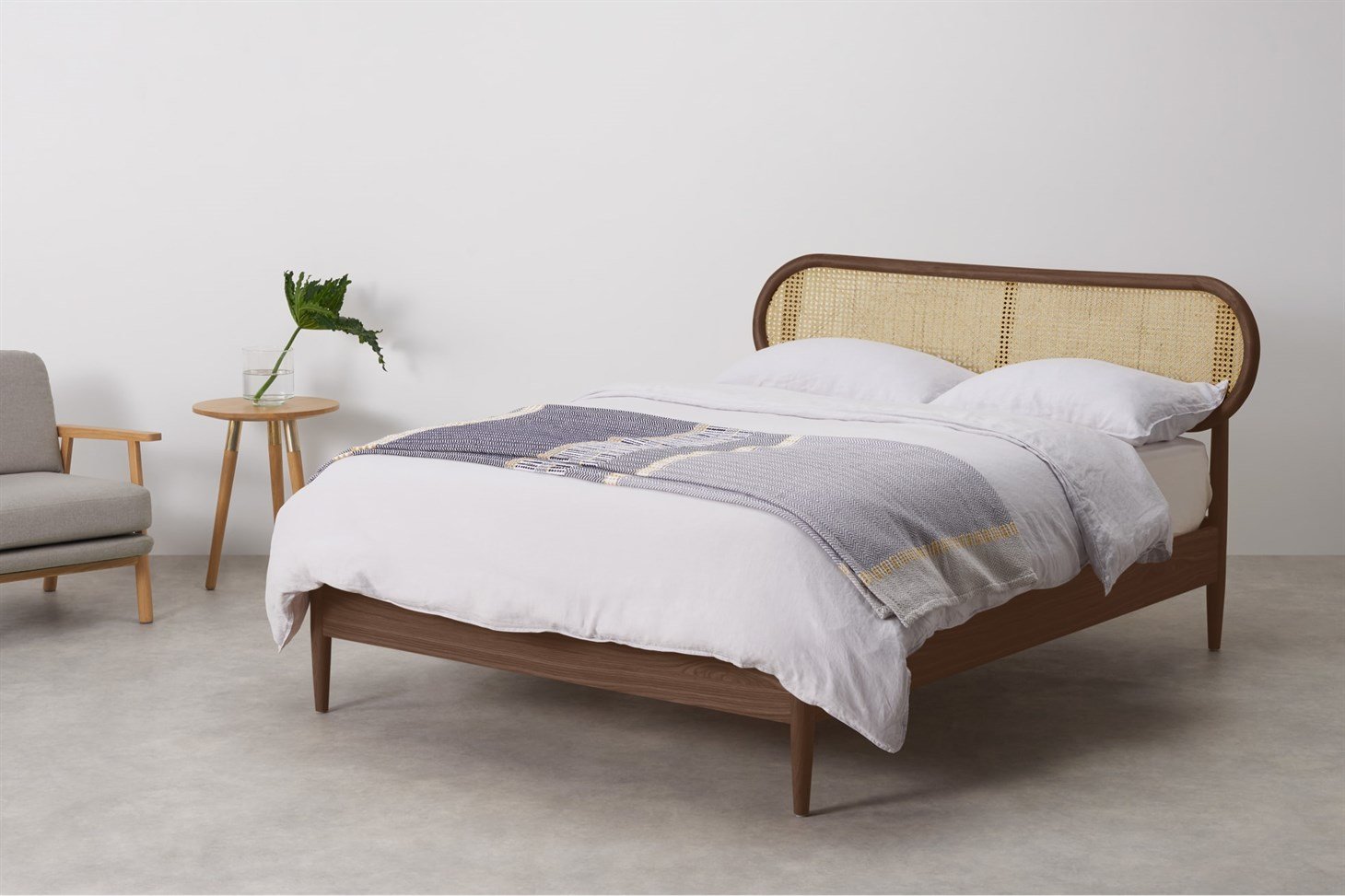 Reema King Size Bed, Dark Stain  Cane