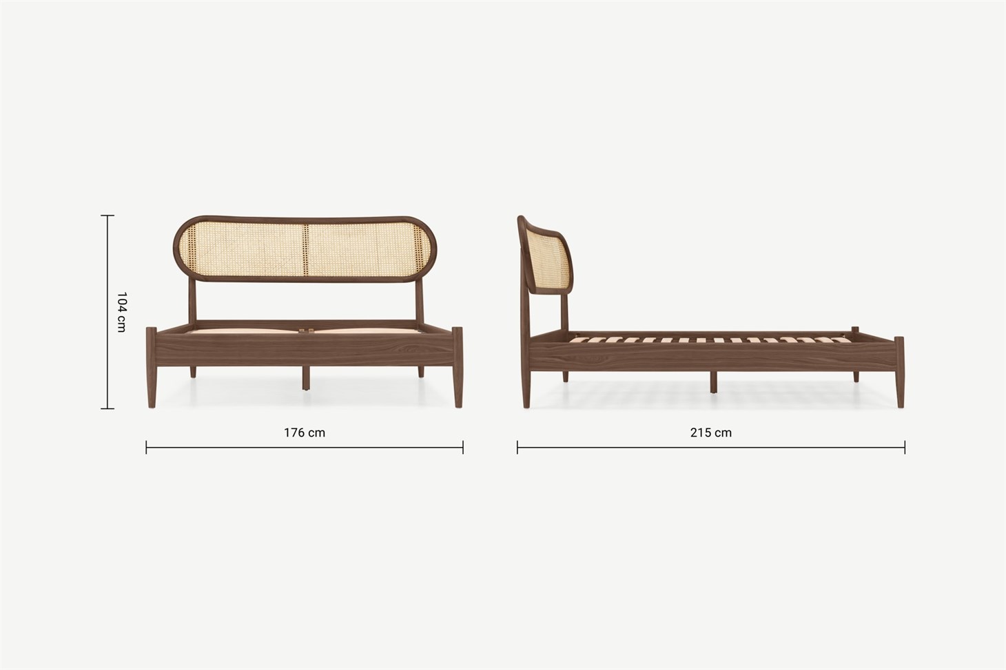 Reema King Size Bed, Dark Stain  Cane