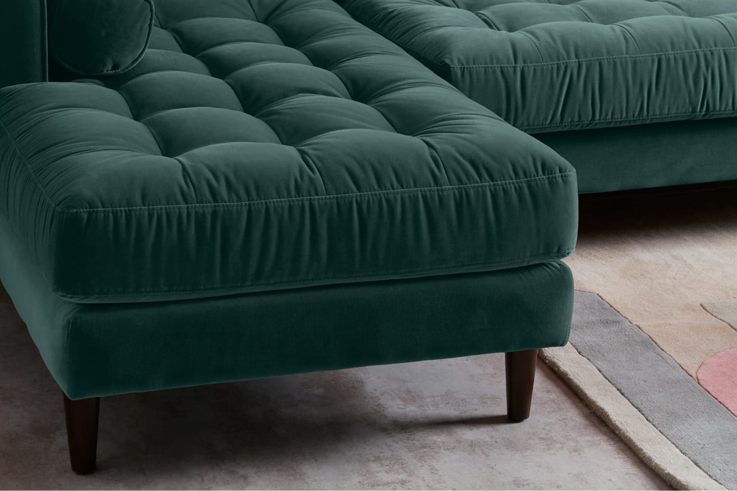 Scott 4 Seater Left Hand Facing Chaise End Corner Sofa, Petrol Cotton Velvet