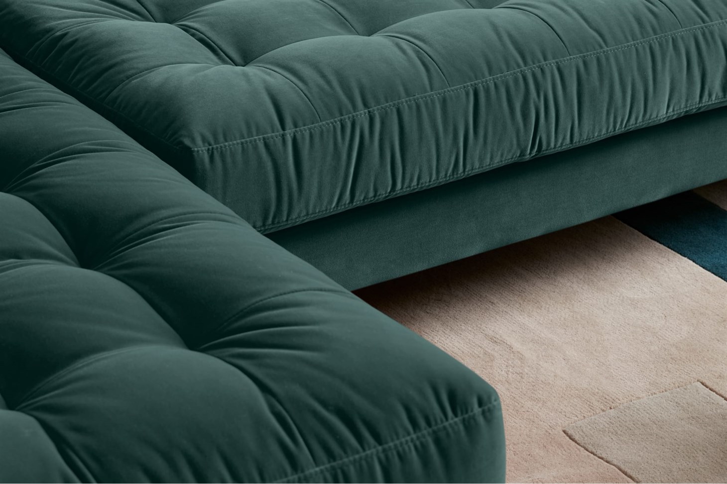 Scott 4 Seater Left Hand Facing Chaise End Corner Sofa, Petrol Cotton Velvet