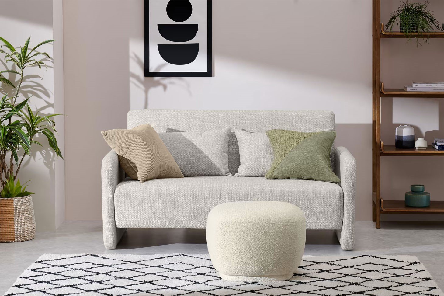 Yataklı İkili Kanepe Rmn 9341, Ekru