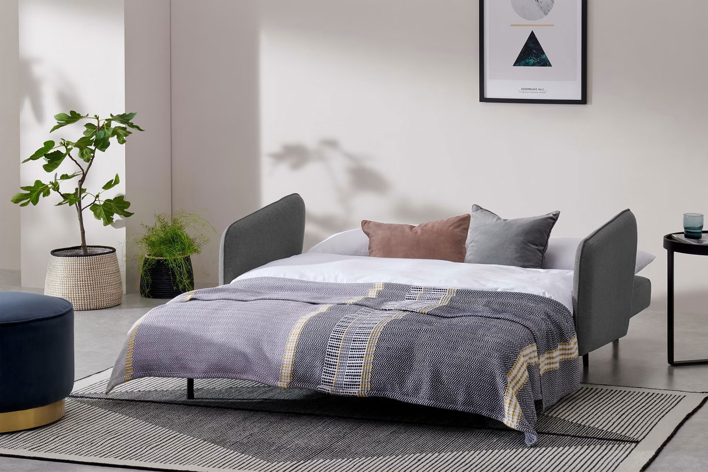 Yataklı İkili Kanepe Rmn 9344, Koyu Gri