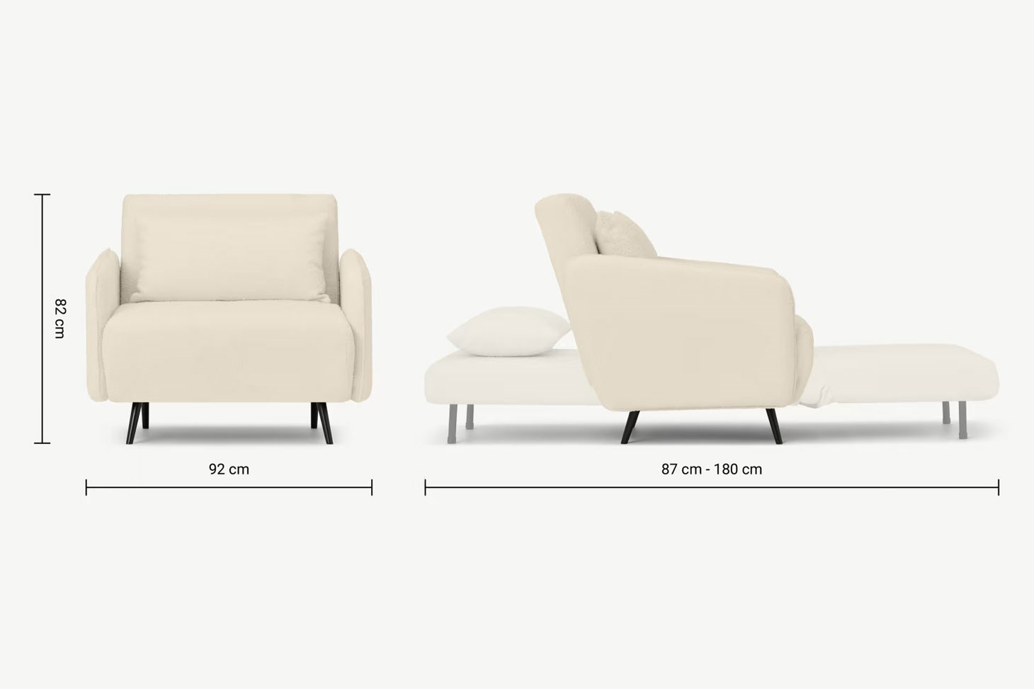 Yataklı Kanepe Tekli Çekyat Rmn 9414, Krem