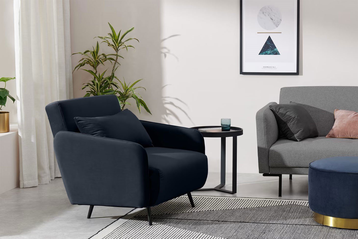 Yataklı Kanepe Tekli Çekyat Rmn 9417, Lacivert