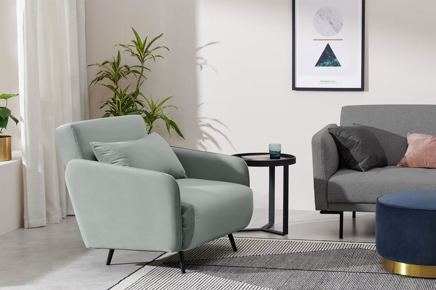 Yataklı Kanepe Tekli Çekyat Rmn 9418, Buz Mavisi