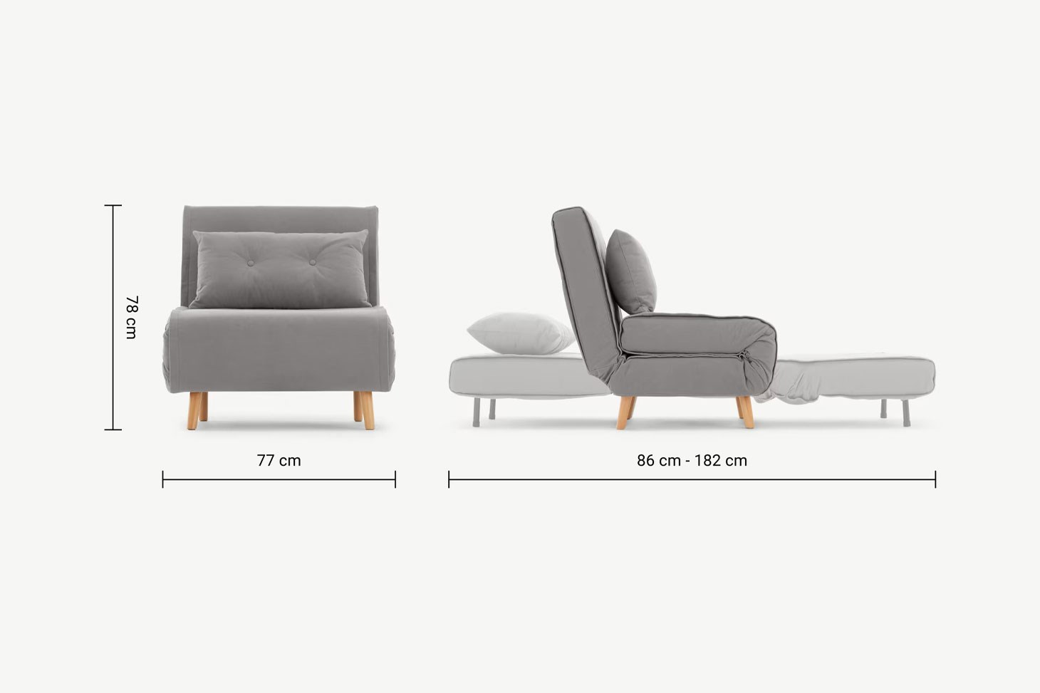 Yataklı Tekli Kanepe Rmn 9333, Gri