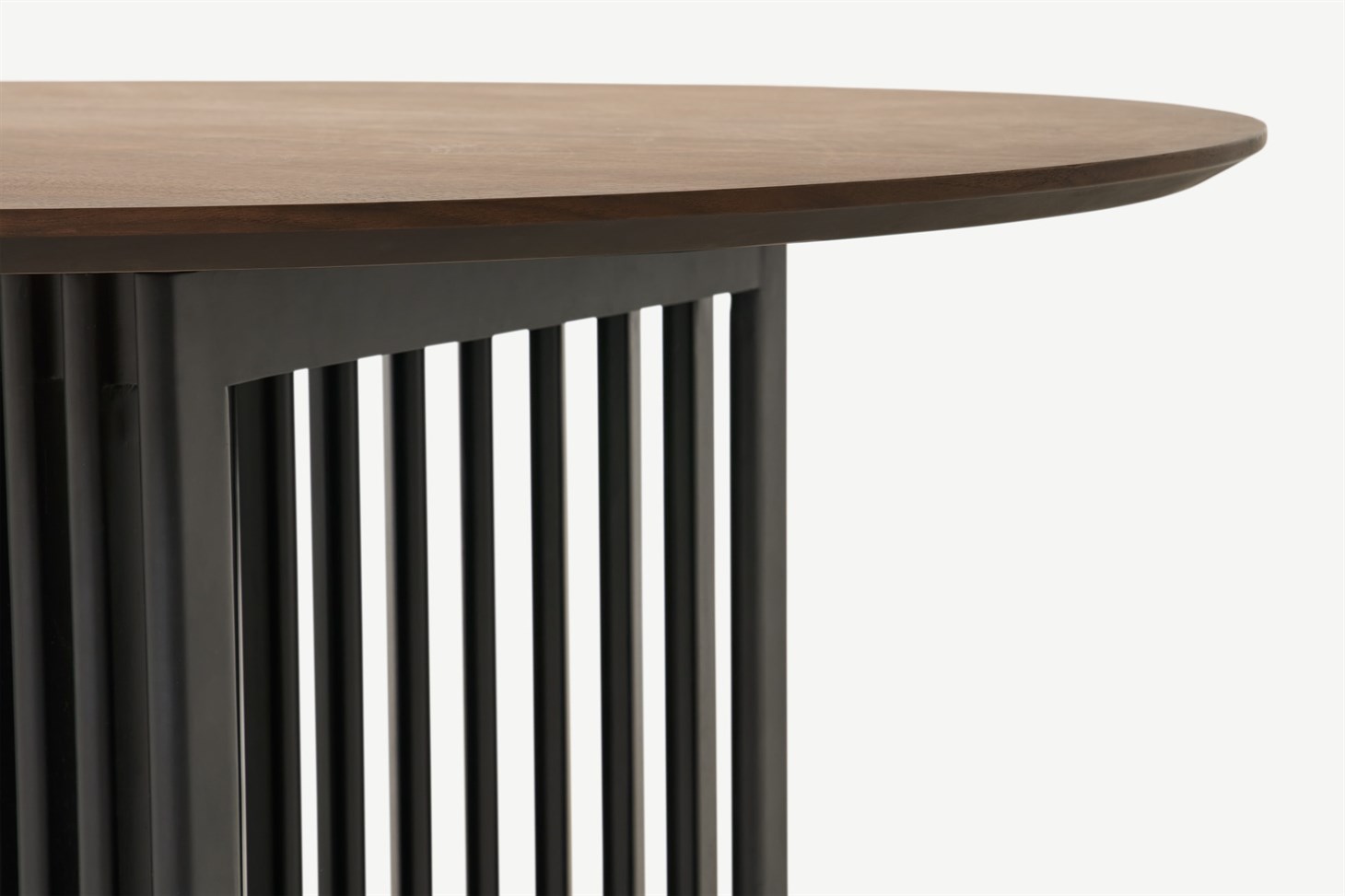 Zaragoza 4 Seat Round Dining Table, Walnut  Charcoal Black