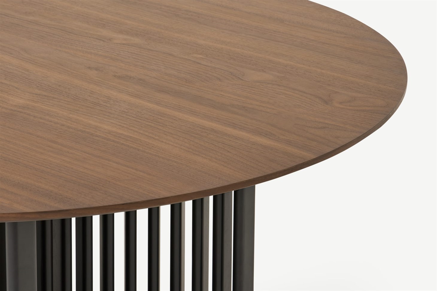 Zaragoza 4 Seat Round Dining Table, Walnut  Charcoal Black