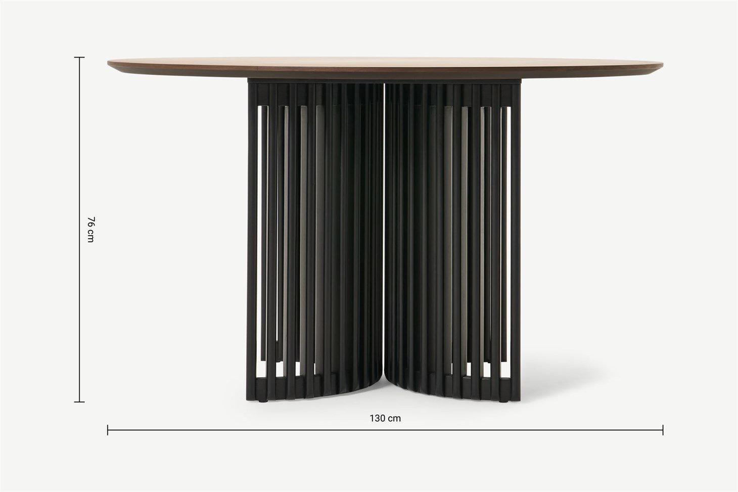 Zaragoza 4 Seat Round Dining Table, Walnut  Charcoal Black